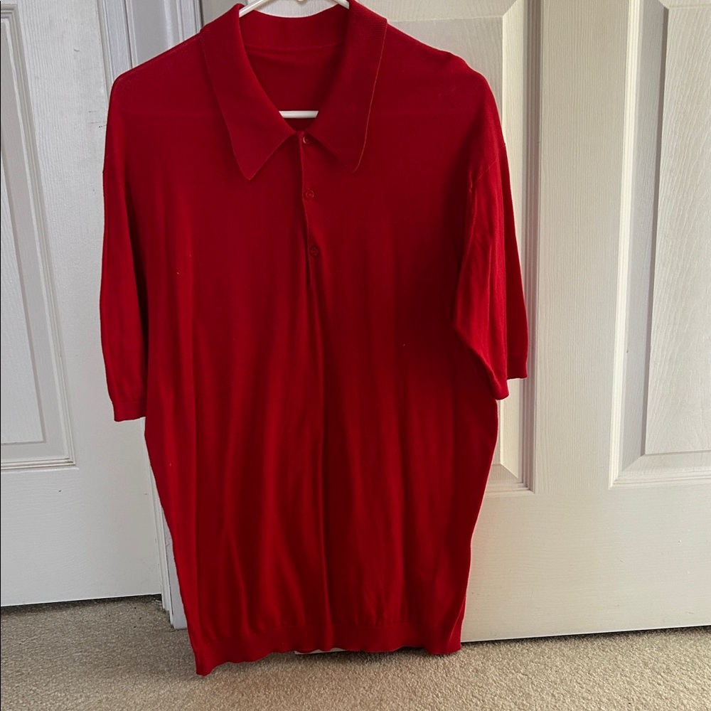 Vintage .  John Smedley for Borgdorf Goodman .Red Polo Shirt